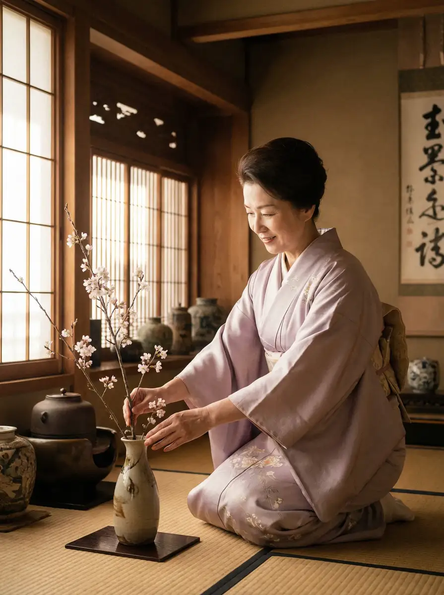 一位优雅的 蜜芽-免费精选好物推荐|优质商品网购平台 在和室中插花